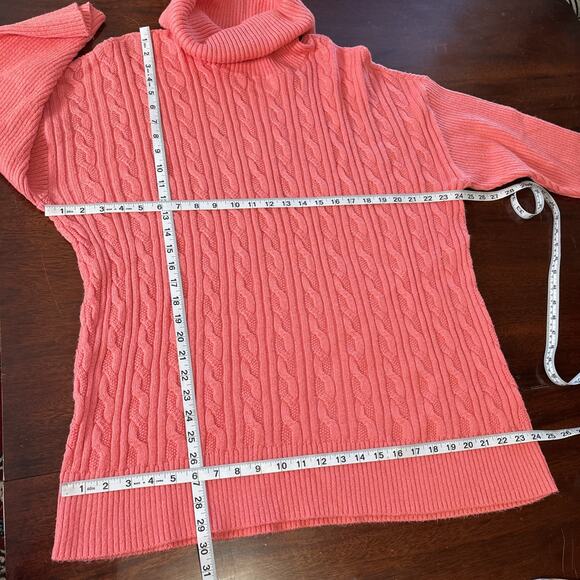 Talbots Plus Orange Cable Knit Turtleneck Sweater Size 3X Colorful Comfy Light - Picture 5 of 7